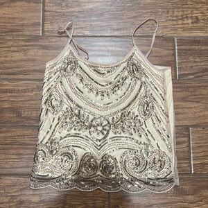 Embellished Cream and Silver Women's Top